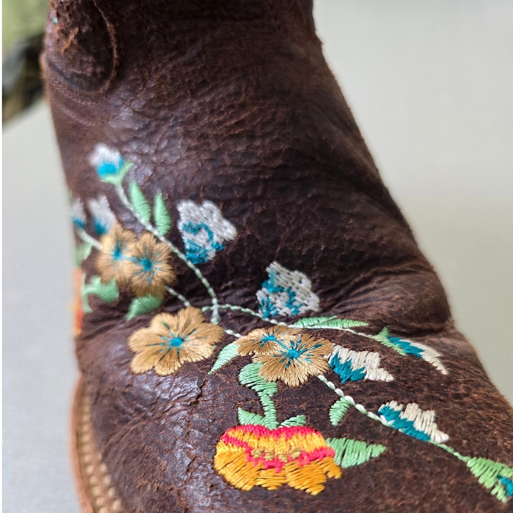 Macie Bean Womens Cowboy Boots Size 2 Brown Floral Embroidered Western - Picture 4 of 8